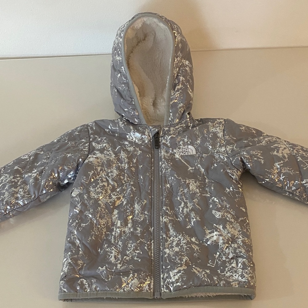 The North Face Kids Silver and White Puffer Jacket